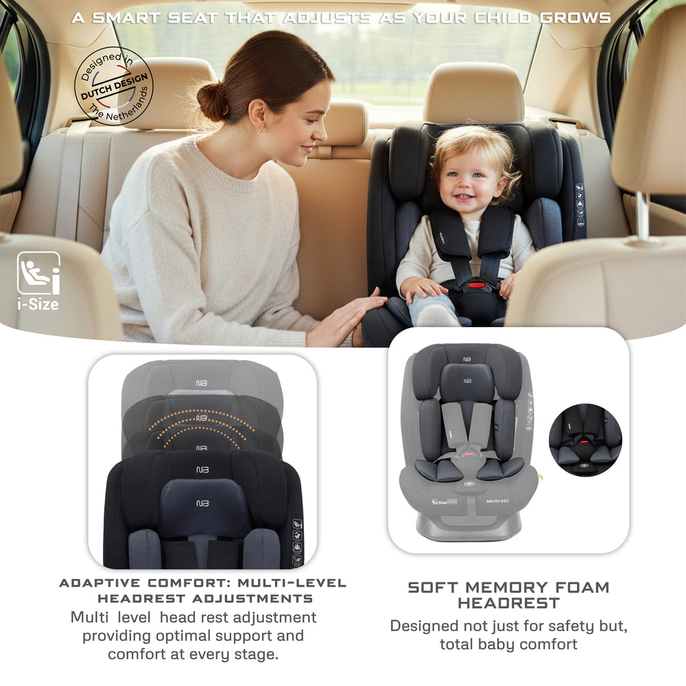 Neobreez i-Hepta i-Size All-In-1 Convertible Car Seat Black Gray