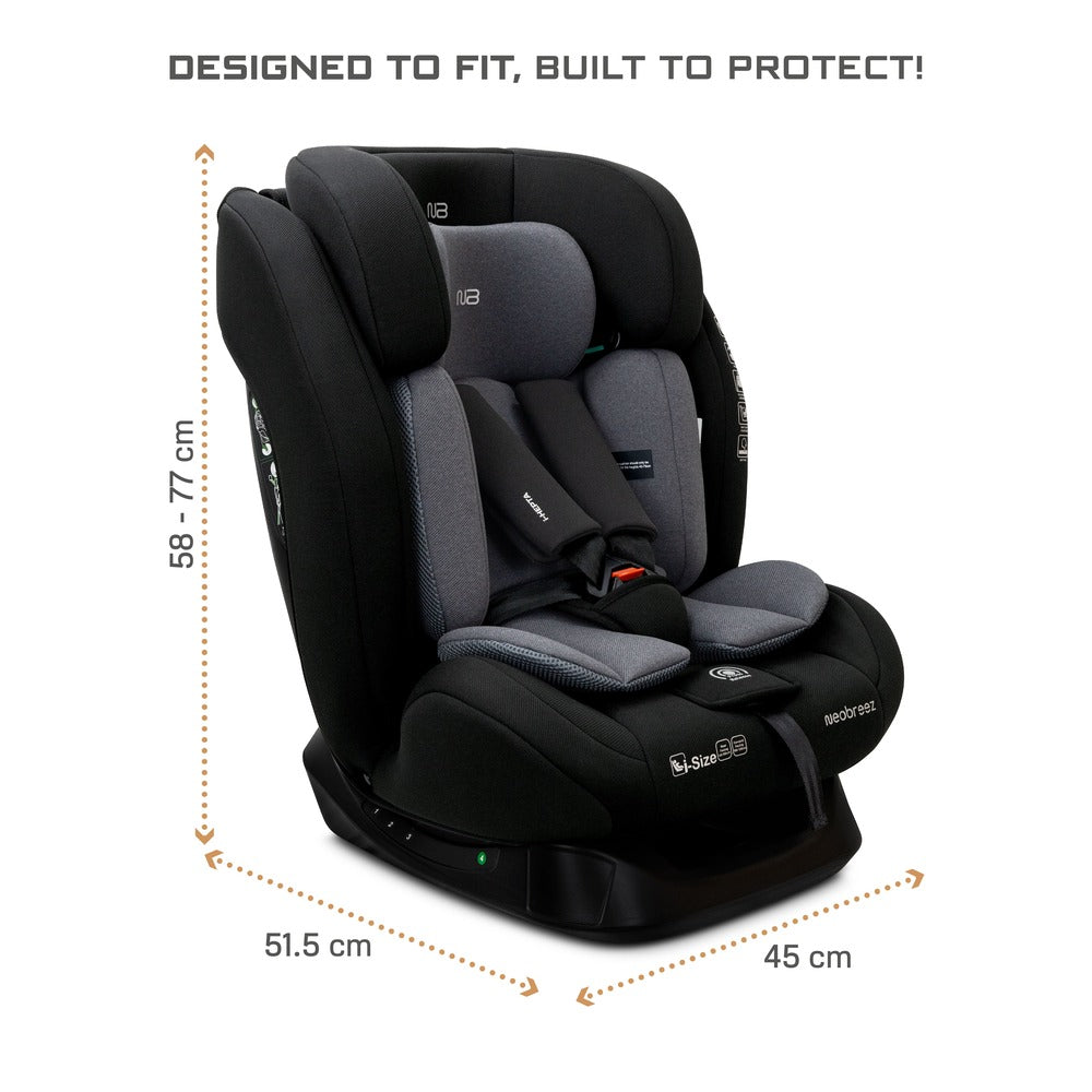 Neobreez i-Hepta i-Size All-In-1 Convertible Car Seat Black Gray