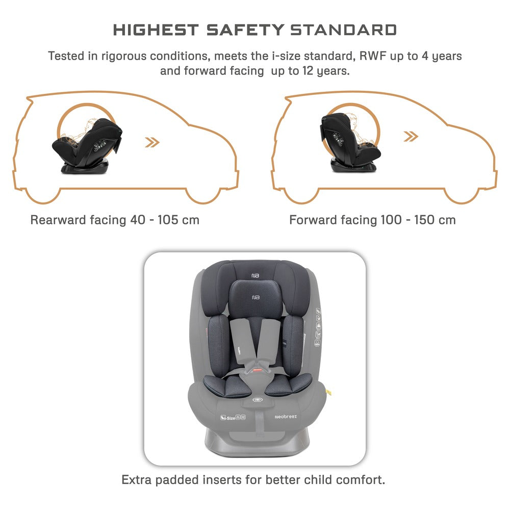 Neobreez i-Hepta i-Size All-In-1 Convertible Car Seat Black Gray