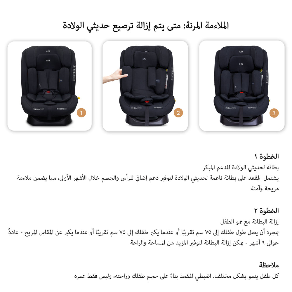 Neobreez i-Hepta i-Size All-In-1 Convertible Car Seat Black