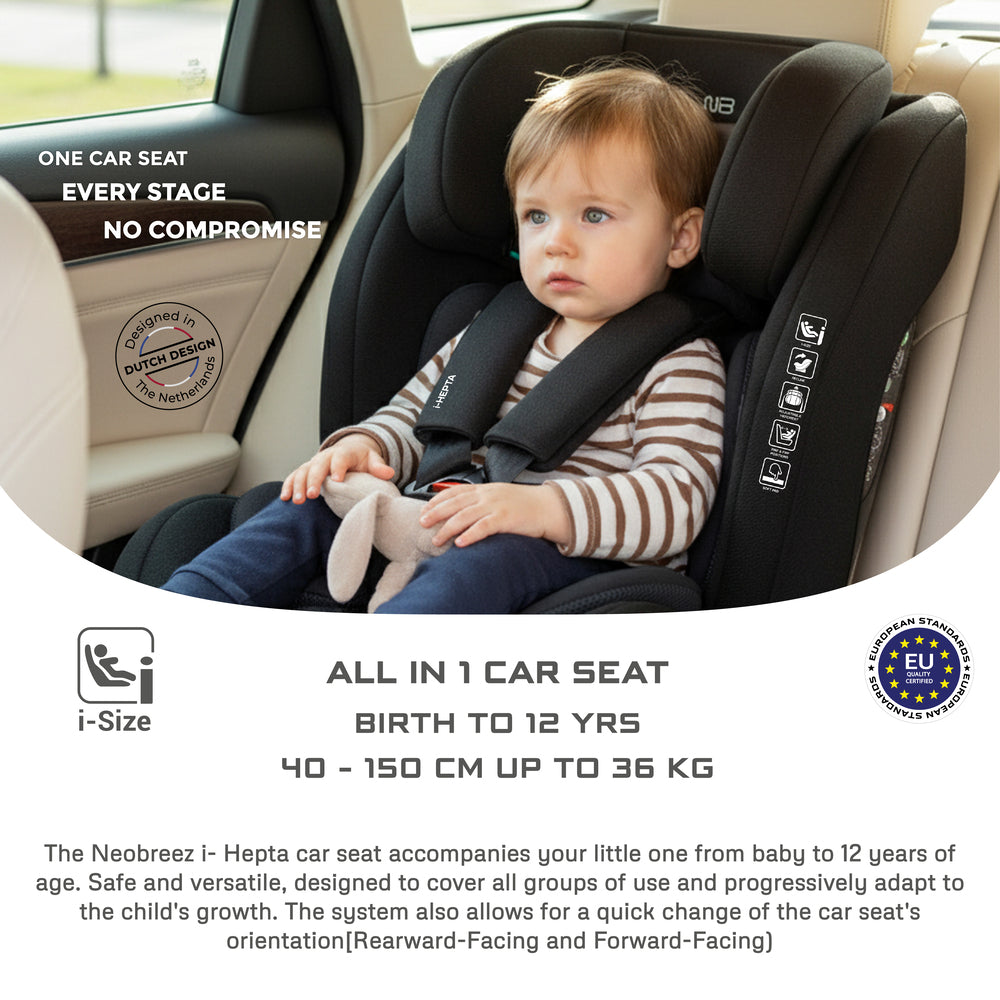 Neobreez i-Hepta i-Size All-In-1 Convertible Car Seat Black