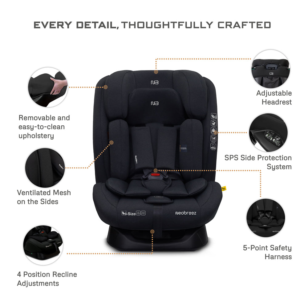 Neobreez i-Hepta i-Size All-In-1 Convertible Car Seat Black