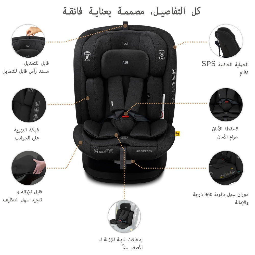 Neobreez - i-Vilo 360-Degree Isofix i-Size Car Seat Black