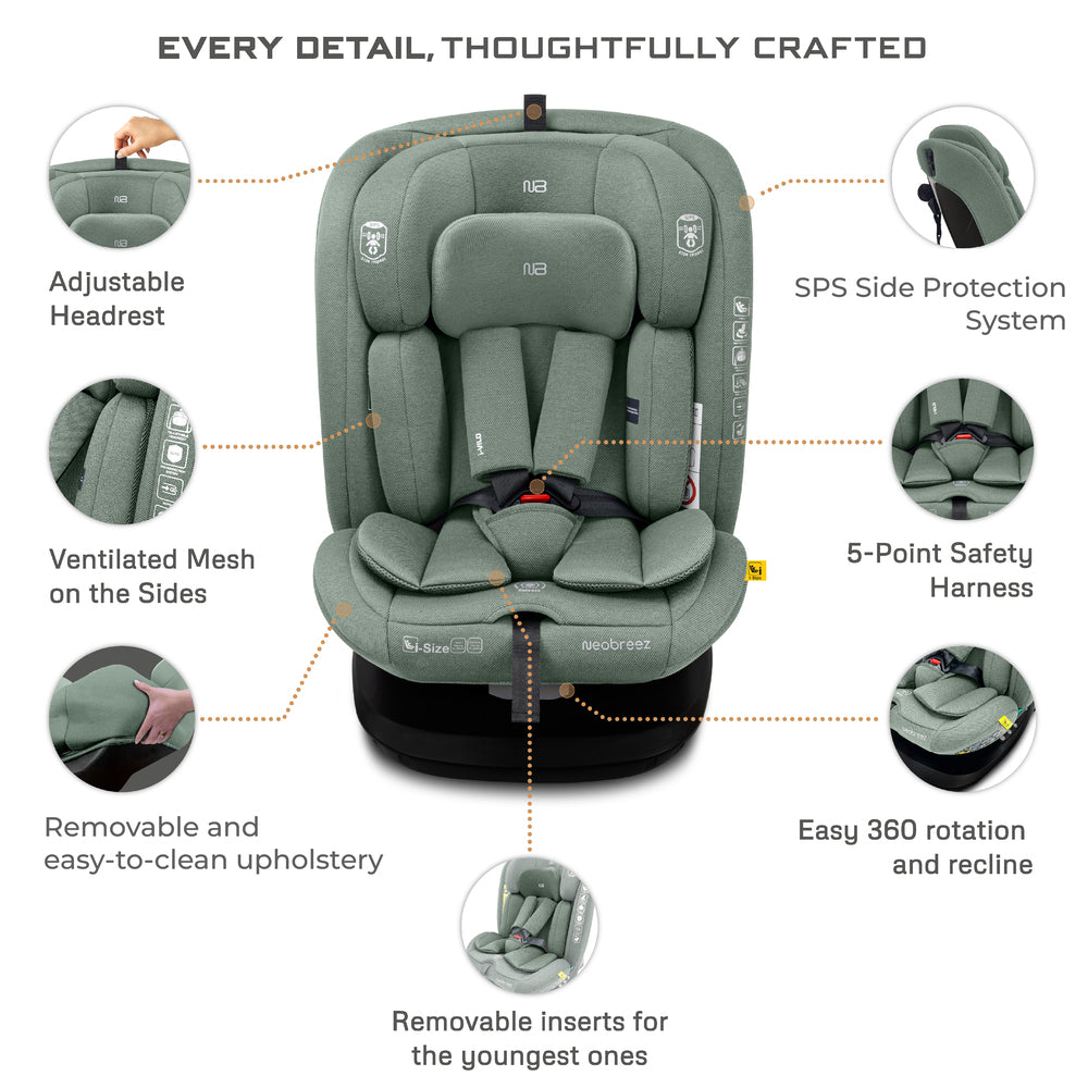 Neobreez - i-Vilo 360-Degree Isofix i-Size Car Seat Green