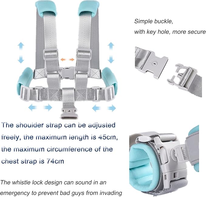 2 in 1 Toddler Safety Leash with Harness Blue