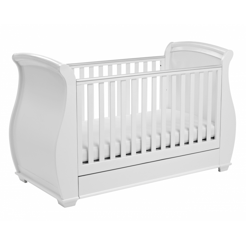 Bel Sleigh Drop Side Cot Bed White Yalla Generic Play Yallatoys