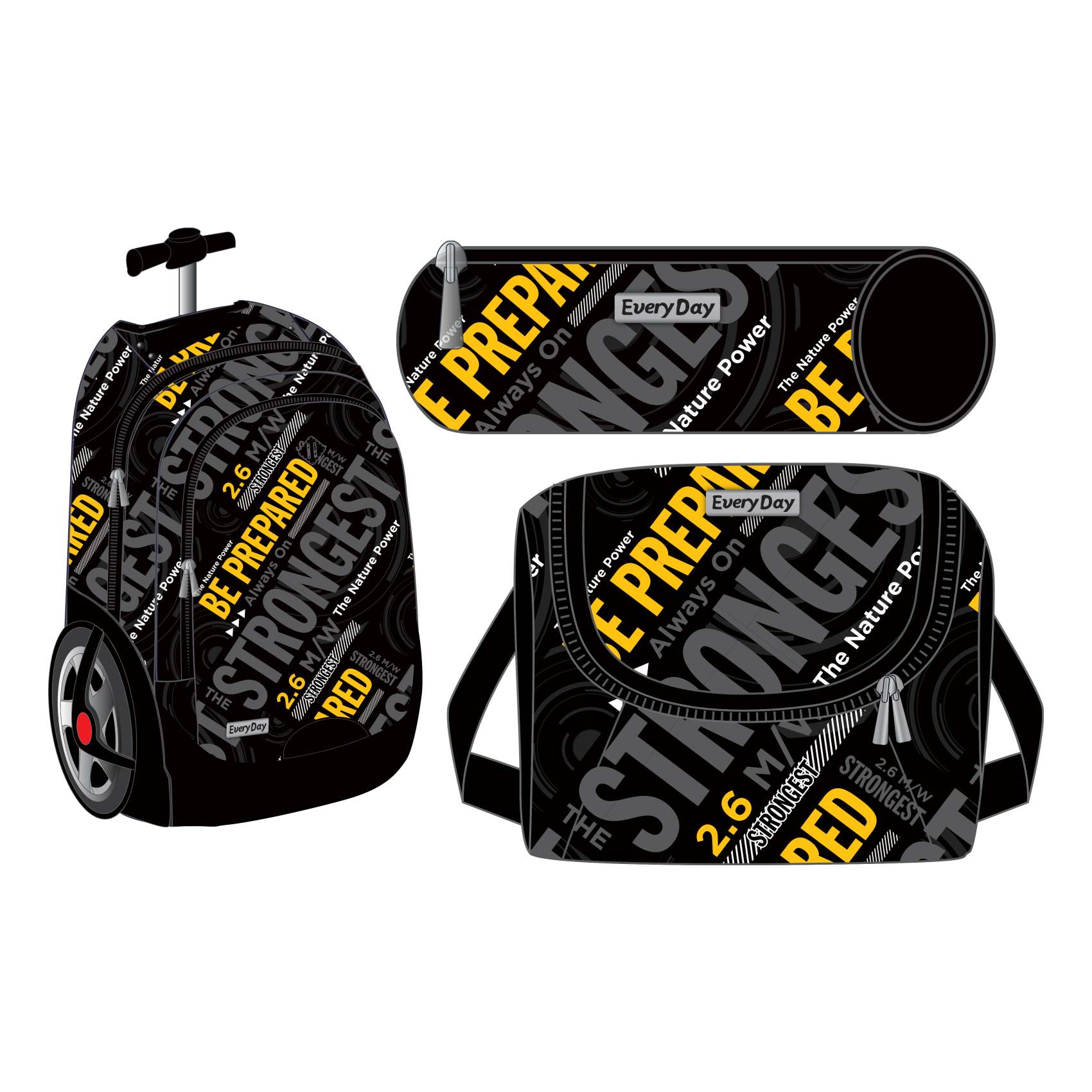 Everyday Big Wheel Be Prepared Printed Trolley Set 3 Pcs