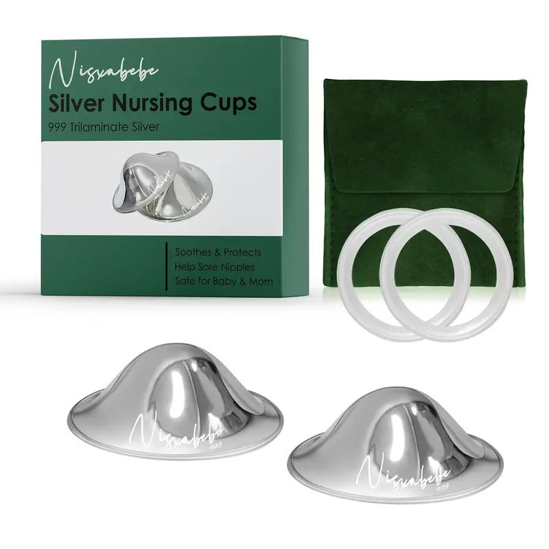 Silver Plated Nursing Cups with Silicone Rings Yalla Gifting Yallatoys