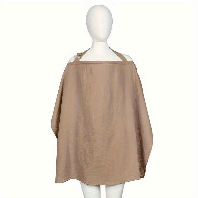 Cotton Muslin Nursing Cover with Arch Neckline Brown Yallamomz Yallatoys