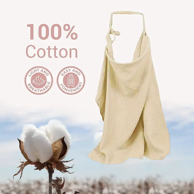 Cotton Muslin Nursing Cover with Arch Neckline Beige Yalla Gifting Yallatoys