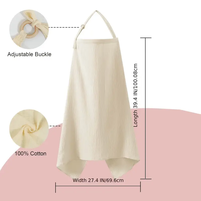 Cotton Muslin Nursing Cover with Arch Neckline Beige Yalla Gifting Yallatoys