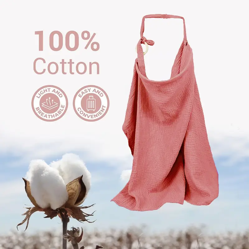 Cotton Muslin Nursing Cover with Arch Neckline Brick Red Yalla Gifting Yallatoys