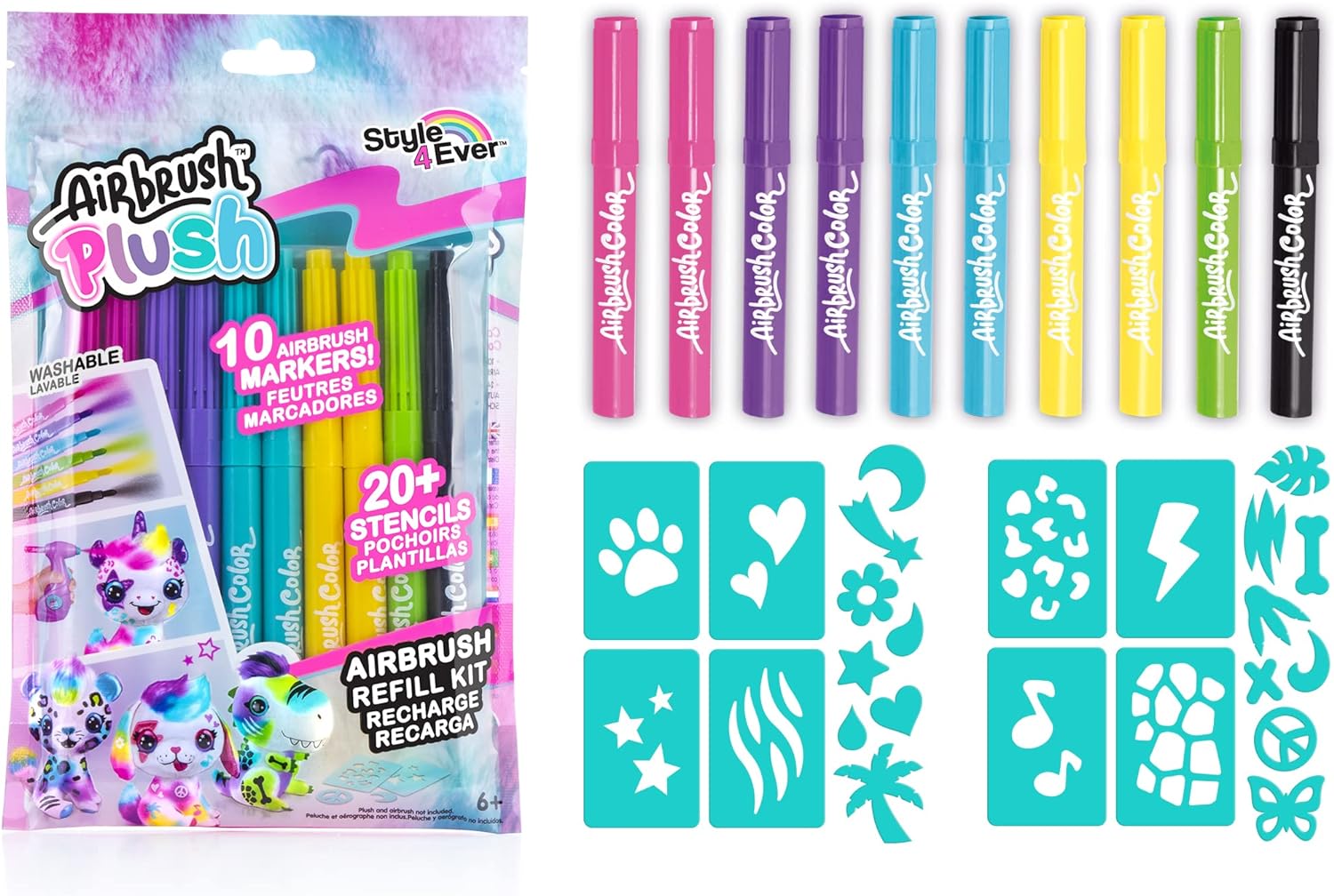 Buy Airbrush Plush Refill Kit 10 Pens And 2 Stencils | Yallatoys.com