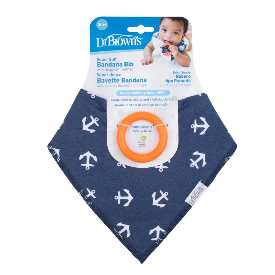 Buy Dr.Browns Bandana Bib With Teether  Anchors  Blue  Orange Teether | Yallatoys.com