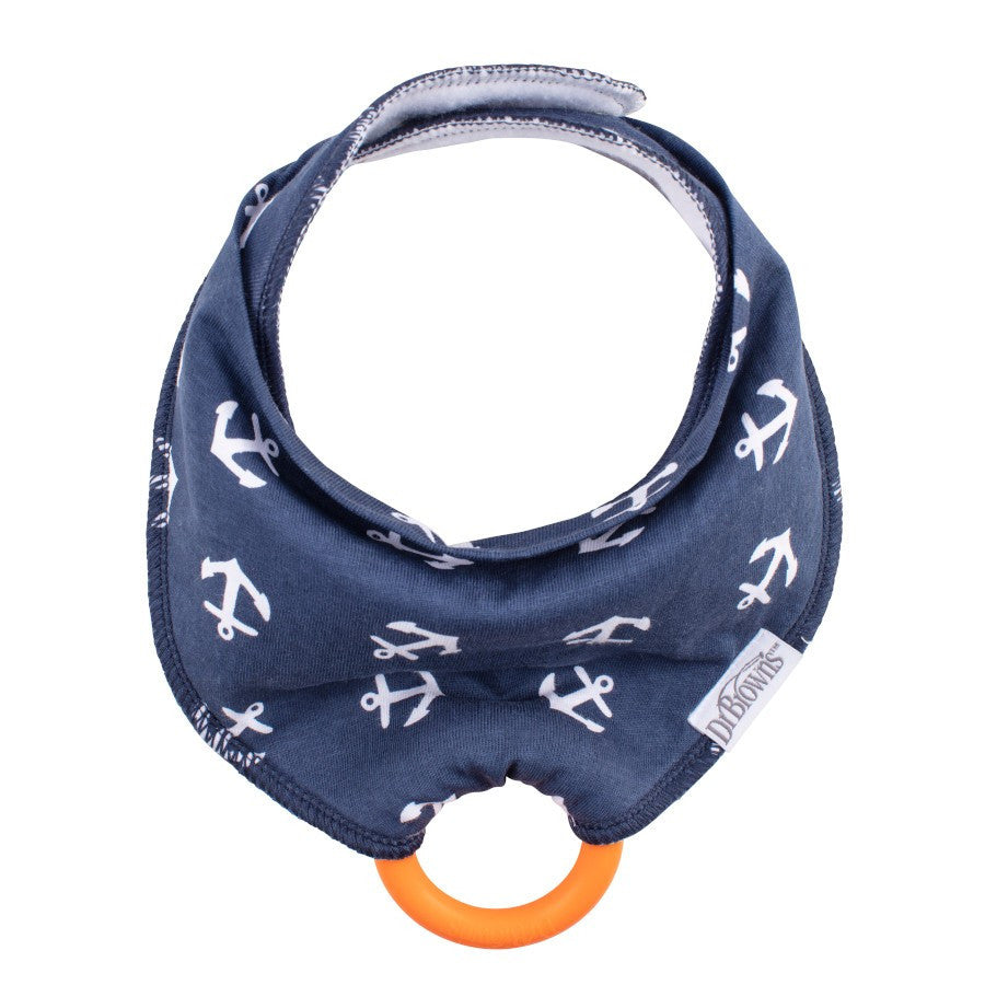 Buy Dr.Browns Bandana Bib With Teether  Anchors  Blue  Orange Teether | Yallatoys.com