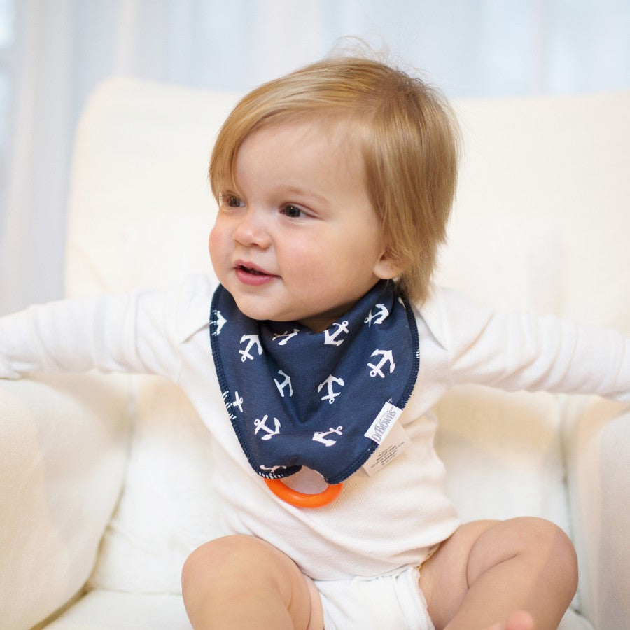Buy Dr.Browns Bandana Bib With Teether  Anchors  Blue  Orange Teether | Yallatoys.com
