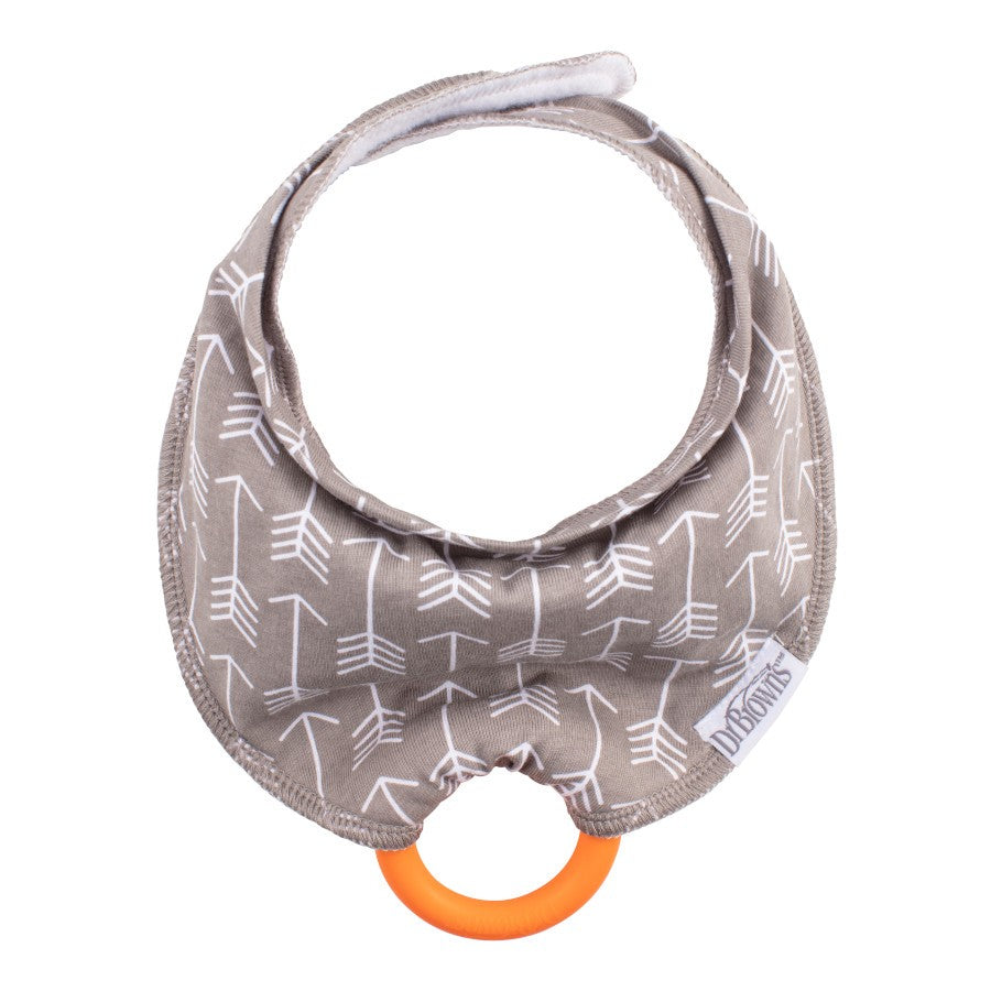 Buy Dr.Browns Bandana Bib With Teether  Gray Arrows  Orange Teether | Yallatoys.com