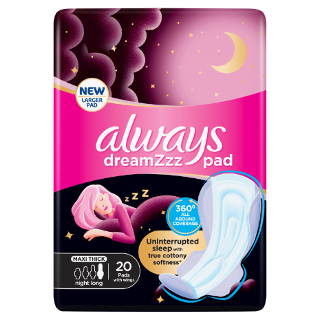 Always DreamZzz Cotton Soft Night long Thick Pads 20pcs Pack Always Dreamzzz Yallatoys