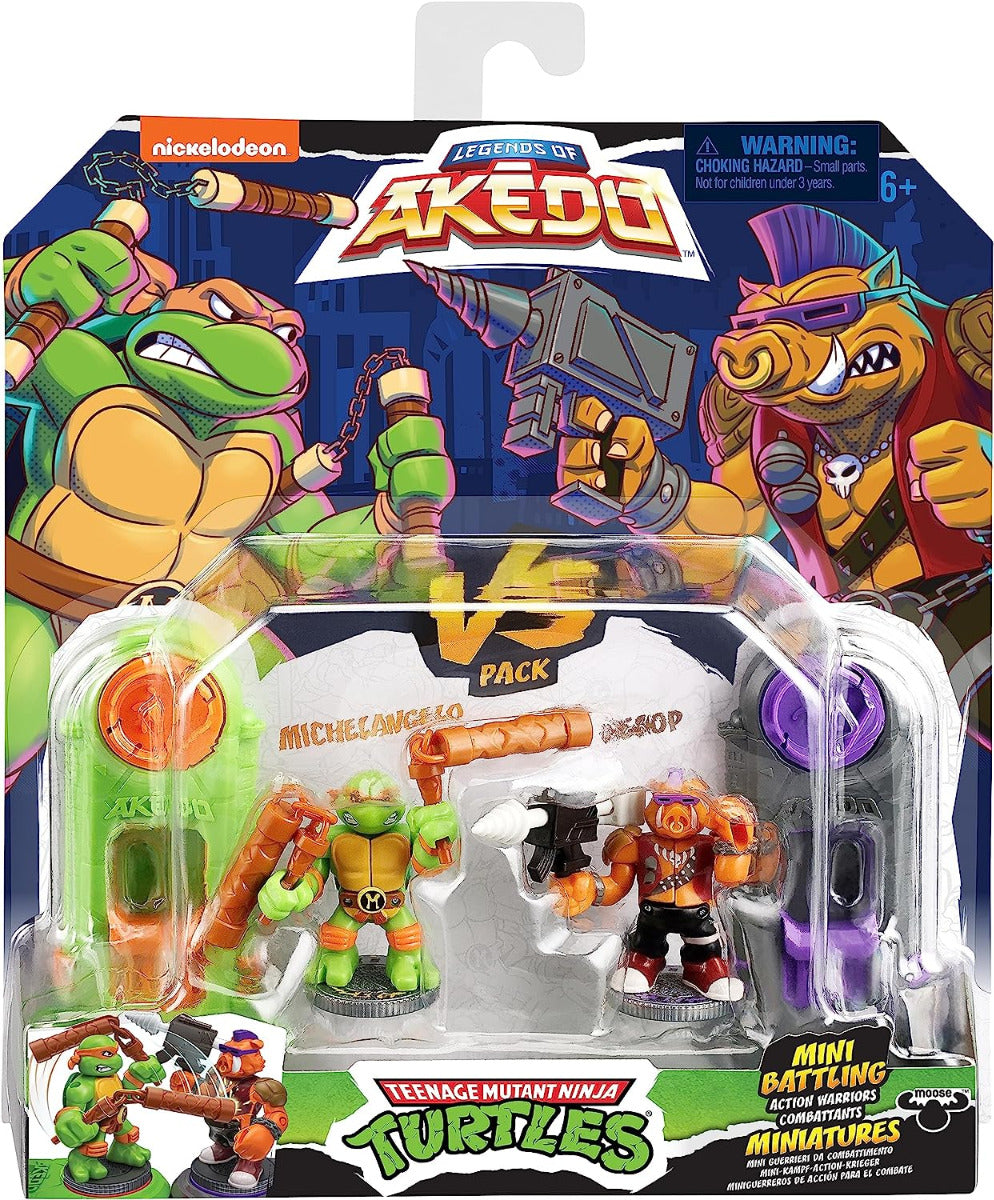 Buy Akedo Teenage Mutant Ninja Turtles Mini Battling Warriors Versus Pack Michelangelo Vs Bebop | Yallatoys.com