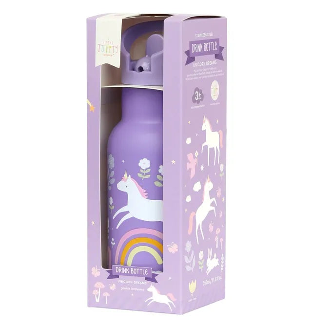 Buy A Little Lovely Company Stainless Steel Water Bottle Unicorn Dreams 350ml | Yallatoys.com