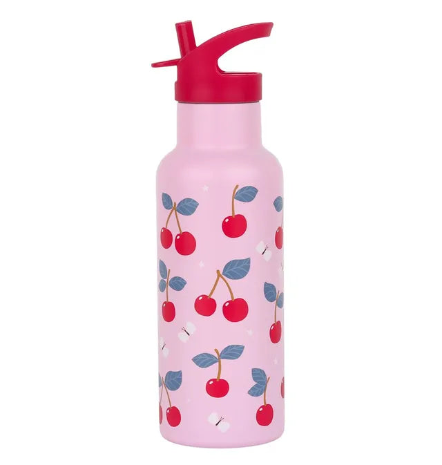 Buy A Little Lovely Company Stainless Steel Water Bottle Cherries 500ml | Yallatoys.com