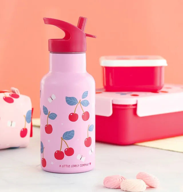 Buy A Little Lovely Company Stainless Steel Water Bottle Cherries 500ml | Yallatoys.com