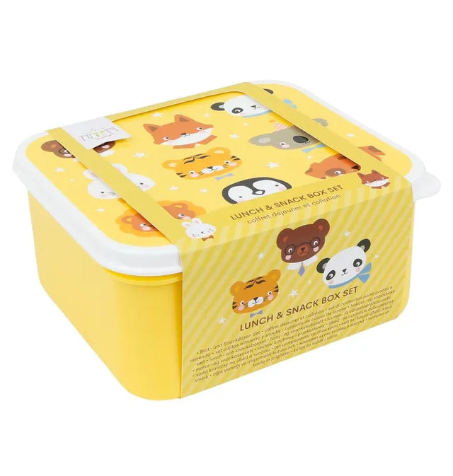 Buy A little Lovely Company Kids Lunch And Snack Box Set 4 Pcs Animal Friends | Yallatoys.com
