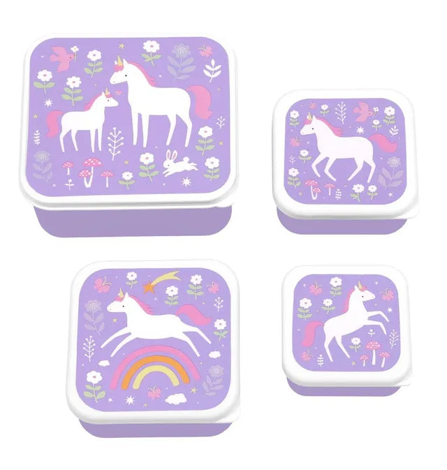 Buy A Little Lovely Company Lunch And Snack Box Set Unicorn Dreams 4 Pcs | Yallatoys.com