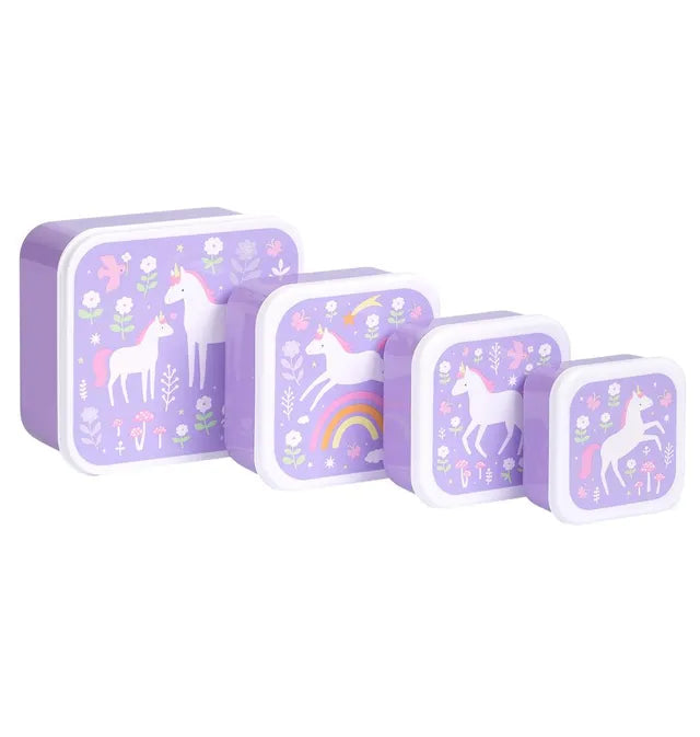 Buy A Little Lovely Company Lunch And Snack Box Set Unicorn Dreams 4 Pcs | Yallatoys.com