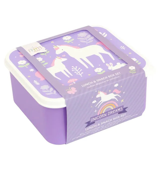 Buy A Little Lovely Company Lunch And Snack Box Set Unicorn Dreams 4 Pcs | Yallatoys.com