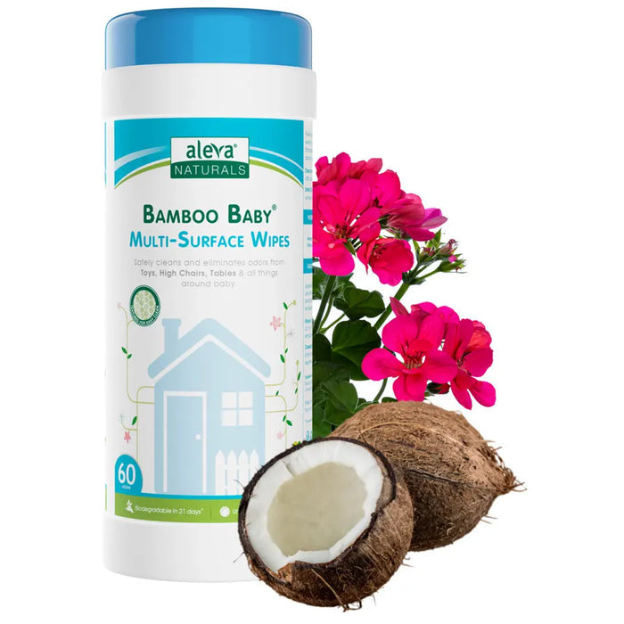 Aleva Naturals Bamboo Baby Multi Surface Wipes 60pcs Aleva Naturals Yallatoys