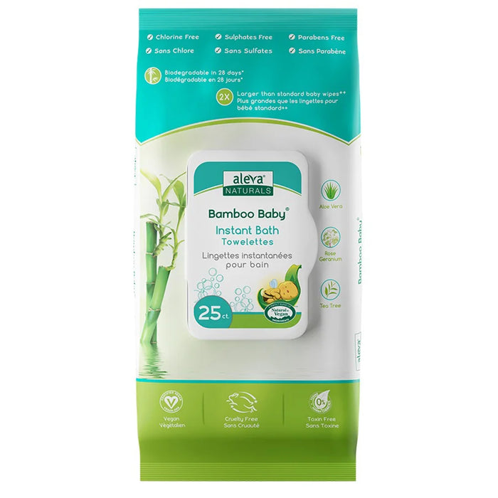 Aleva Naturals Bamboo Baby Instant Bath Towelettes 25pcs Aleva Naturals Yallatoys