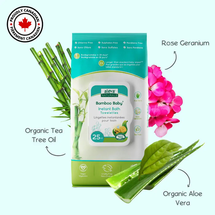 Aleva Naturals Bamboo Baby Instant Bath Towelettes 25pcs Aleva Naturals Yallatoys