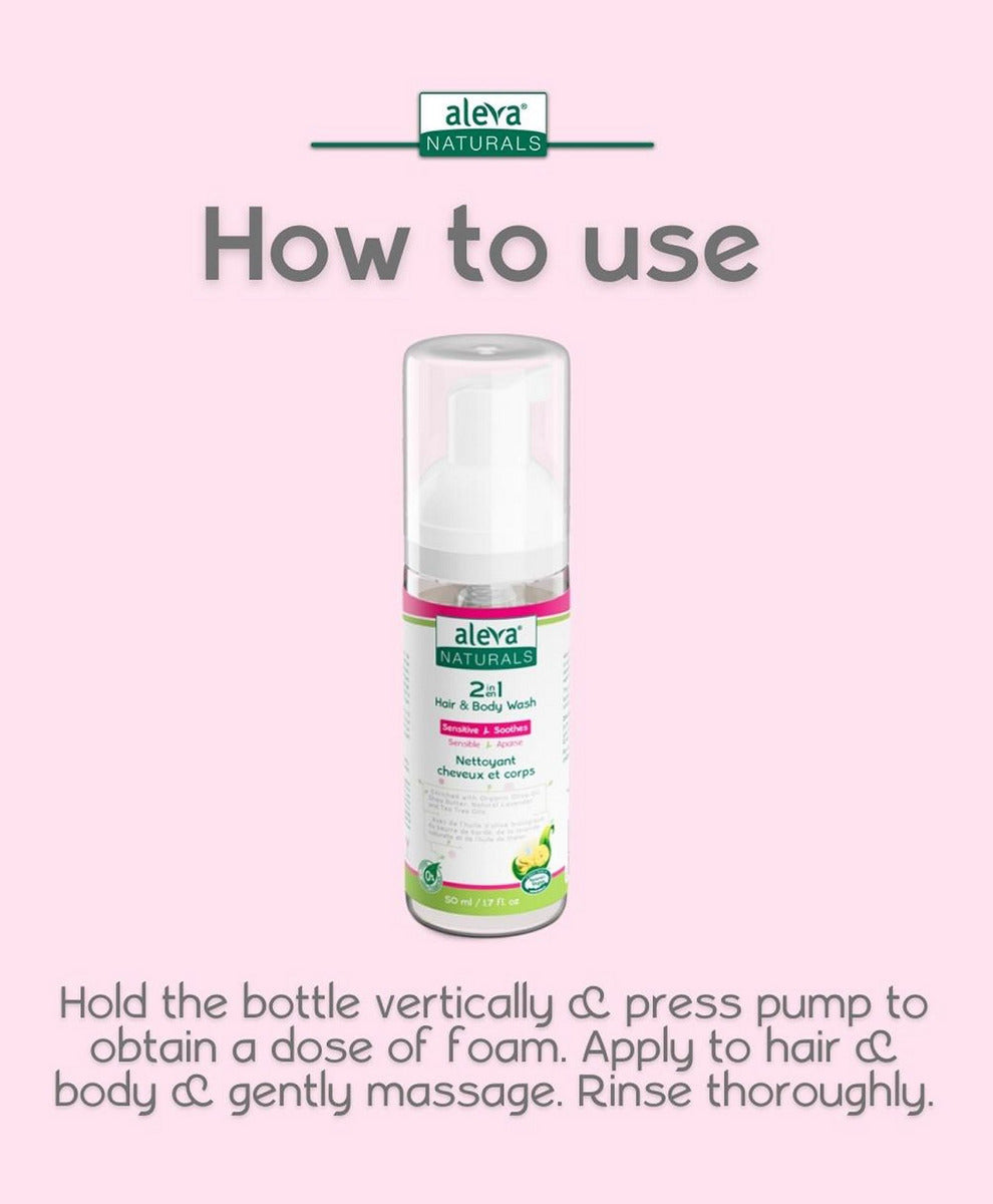 Aleva Naturals 2 in 1 Hair & Body Wash Travel Size 50ml Aleva Naturals Yallatoys