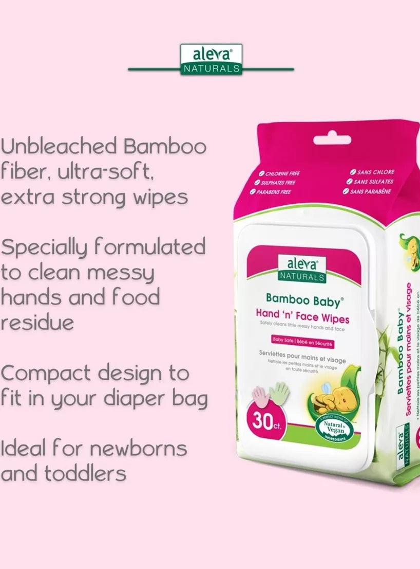 Aleva Naturals Bamboo Baby Specialty Hand & Face Wipes 30pcs Aleva Naturals Yallatoys