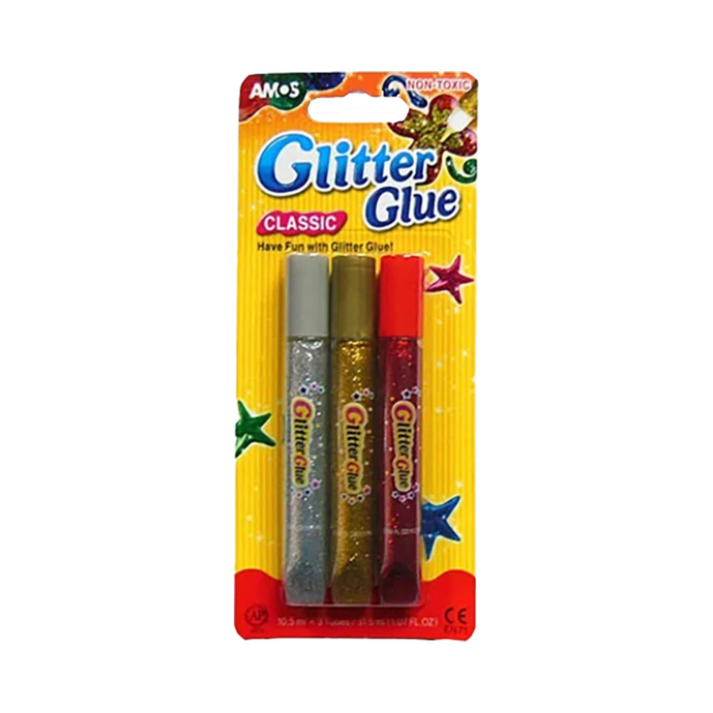 Buy Amos Multicolor Glitter Glue 10.5ml 3Pcs | Yallatoys.com