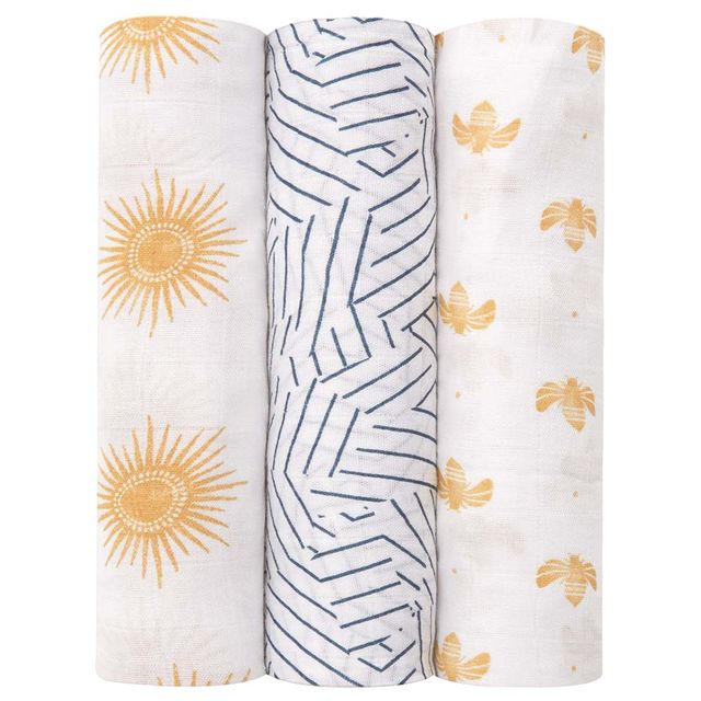 Aden + Anais Silky Soft Swaddles Golden Sun 3pcs aden + anais Yallatoys