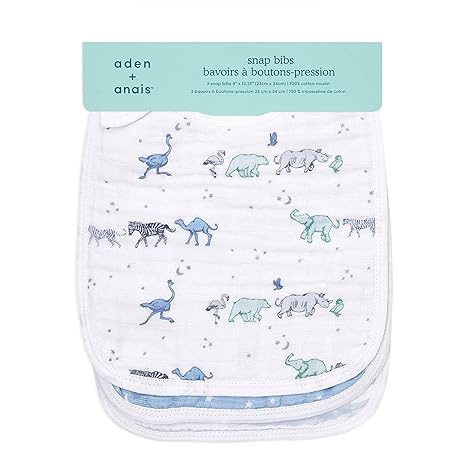Aden + Anais Cotton Muslin Snap Bib Rising Star 3pcs aden + anais Yallatoys