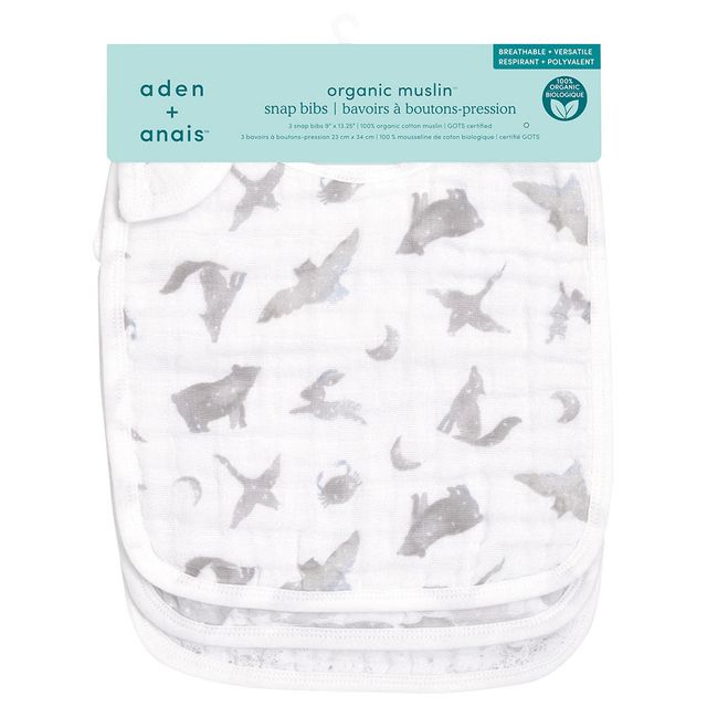 Aden + Anais Organic Cotton Snap Bib Map The Stars 3pcs aden + anais Yallatoys