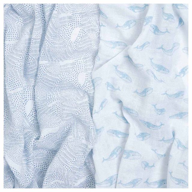 Aden + Anais Cotton Muslin Large Swaddles Oceanic 2pcs aden + anais Yallatoys