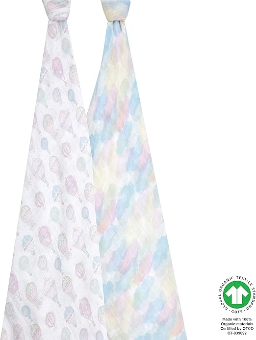 Aden + Anais Muslin Large Swaddles Above The Clouds 2pcs aden + anais Yallatoys