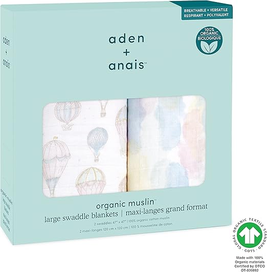 Aden + Anais Muslin Large Swaddles Above The Clouds 2pcs aden + anais Yallatoys