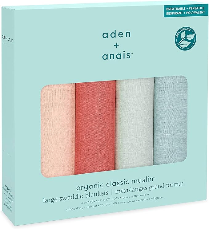 Aden + Anais Mother Earth Organic Cotton Swaddle Large 4pcs aden + anais Yallatoys