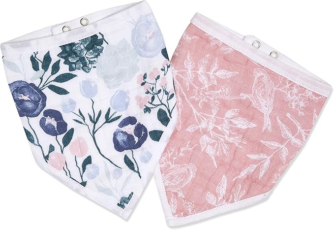 Aden + Anais Cotton Baby Bandana Bibs Flowers Bloom 2pcs aden + anais Yallatoys