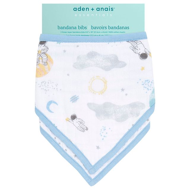Aden + Anais Cotton Baby Bandana Bib Space Explorers 2pcs aden + anais Yallatoys