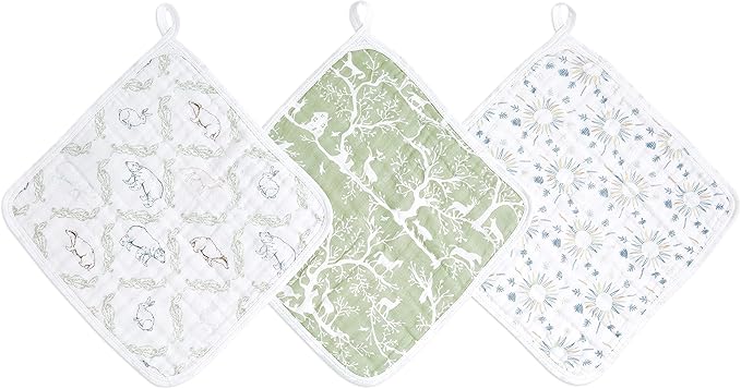 Aden + Anais Essentials Cotton Muslin Washcloth Set Harmony 3pcs aden + anais Yallatoys