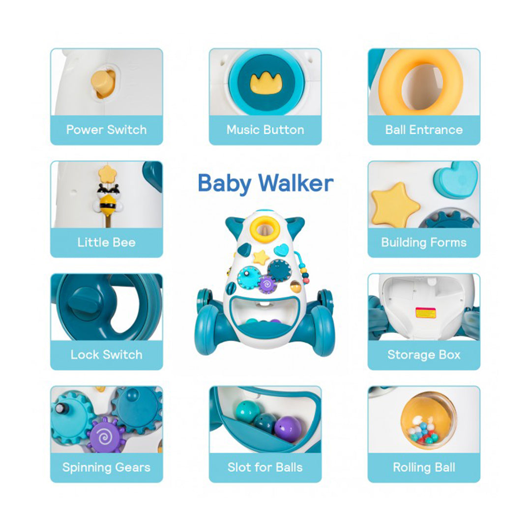 Buy Arolo Musical Baby Push and Pull Walker Blue | Yallatoys.com