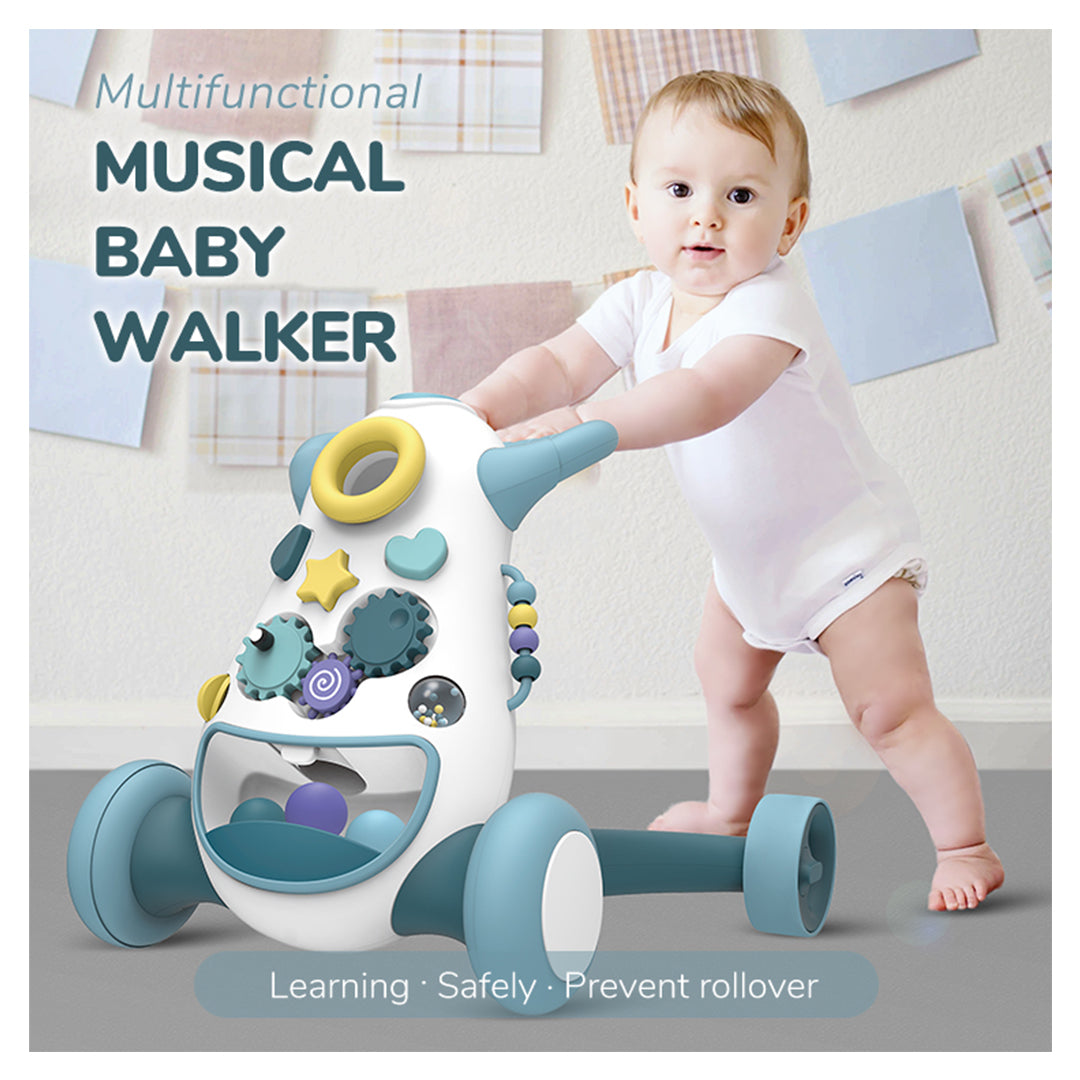 Buy Arolo Musical Baby Push and Pull Walker Blue | Yallatoys.com