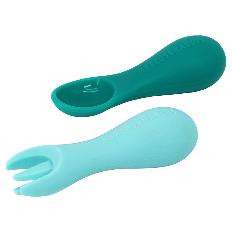 Marcus & Marcus Silicone Palm Grasp Spoon & Fork Set  - Ollie Marcus & Marcus Yallatoys