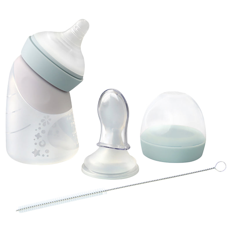Marcus N Marcus  Silicone Angled Feeding Bottle And Spoon Set  Mint Marcus & Marcus Yallatoys
